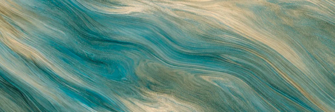Moxie’s teal and gold abstract brand artwork.